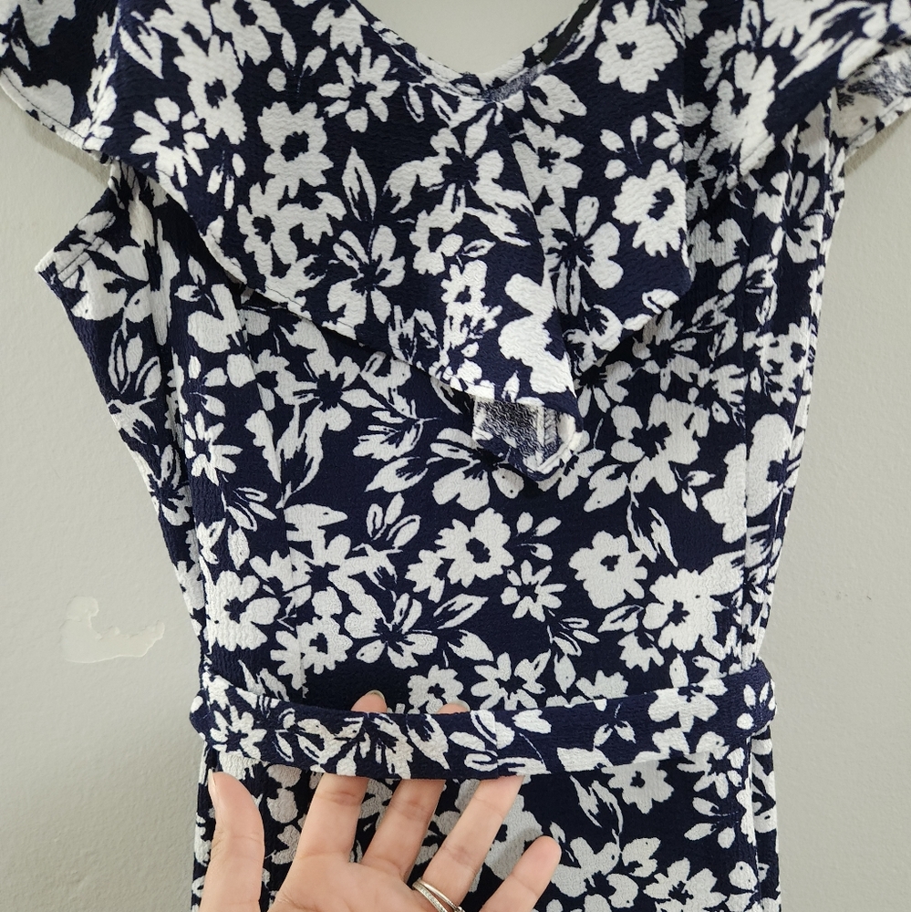 Perceptions Navy and White Floral Midi Dress - Picture 4 of 8